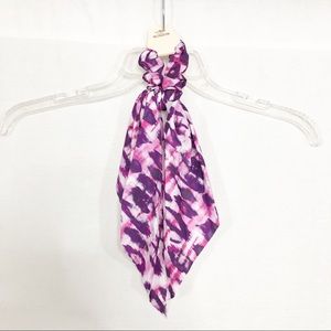 NEW Blossom Tie Dye Scarf with Elastic Hair Tie, Purple Pink
